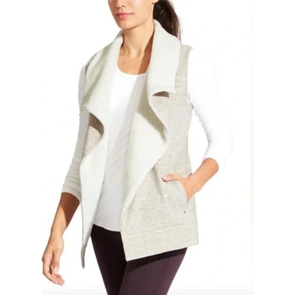 Athleta Apres Anything Sherpa vest gray white - XXS